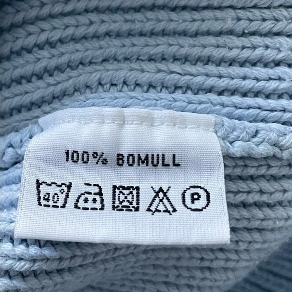 Mari Philippe baby blue 100% cotton cowl neck substantial heavy sweater, size S